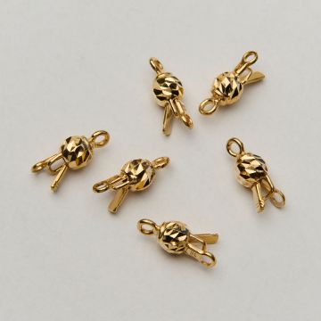 Srebrne zapięcie szufladkowe kulka diamentowa AG925 pozłacane 15,5mm