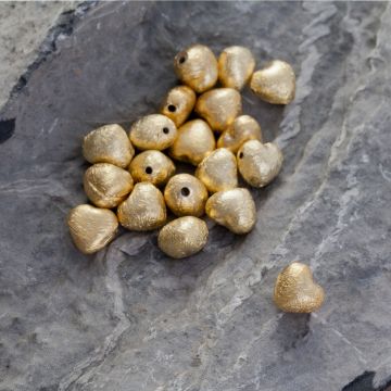 Srebrny satynowy koralik serce AG925 pozłacany 7.5x8.5mm