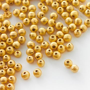 Srebrne kulki satynowe pozłacane AG925 4mm Srebrne kulki satynowe pozłacane AG925 4mm