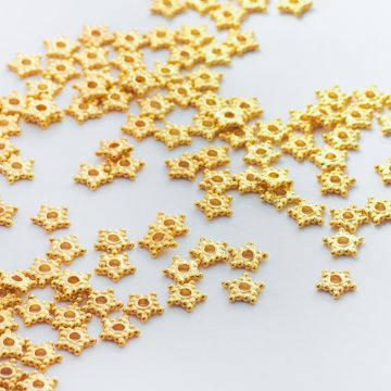 Srebrny koralik kwiatek pięcioramienny AG925 pozłacany 4,5mm