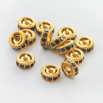 Srebrna przekładka oponka z czarnymi cyrkoniami AG925 6mm