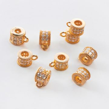 Srebrna krawatka oponka z cyrkoniami AG925 pozłacana 8mm