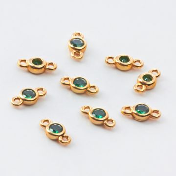 Srebrny łącznik oczko z zieloną cyrkonią AG925 8mm