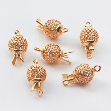 Srebrne zapięcie szufladkowe kulka ażurowa AG925 pozłacane 28mm