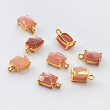 Srebrna zawieszka kamień słoneczny w kasetce AG925 pozłacany 8x6mm