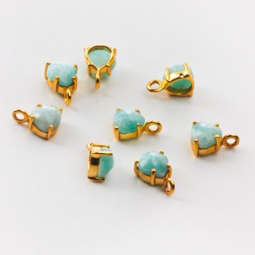 Srebrna zawieszka amazonit w kasetce AG925 pozłacany 6mm