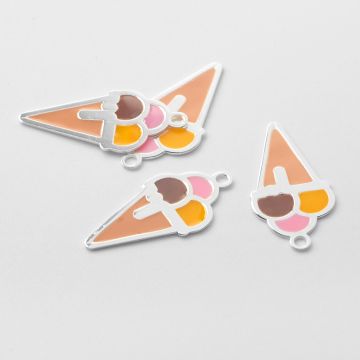 Srebrna zawieszka lody w rożku emaliowane AG925 22mm