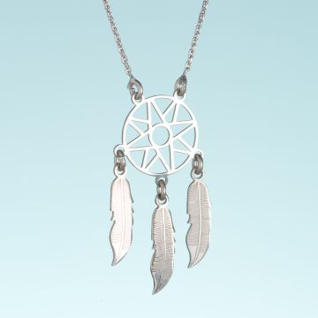 Srebrny rodowany naszyjnik origami łapacz snów AG925 44cm