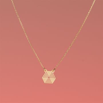 Srebrny, pozołcany naszyjnik trójkąty geometryczne AG925 44-46cm