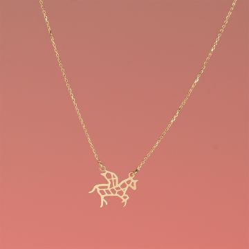 Srebrny, pozłacany naszyjnik pegaz,  AG925 44-46cm