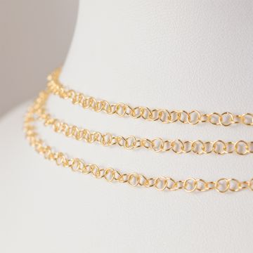 Srebrny, pozłacany łańcuszek kółeczka AG925 3,5mm