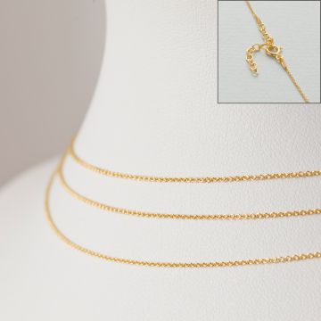 Srebrny, pozłacany łańcuszek z przedłużką ankierka gładka AG925 44cm