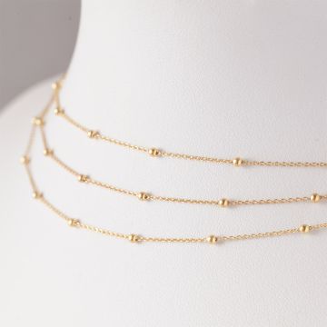 Srebrny, pozłacany łańcuszek z kulkami simple AG925 2.5mm