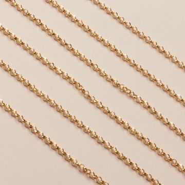 Srebrny, pozłacany łańcuch rolo diamentowany AG925 2mm