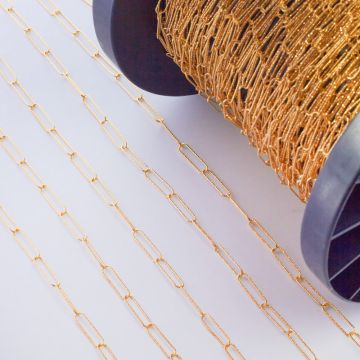 Łańcuch srebrny podłużne owale  diamentowane pozłacane AG925 15,4x4mm