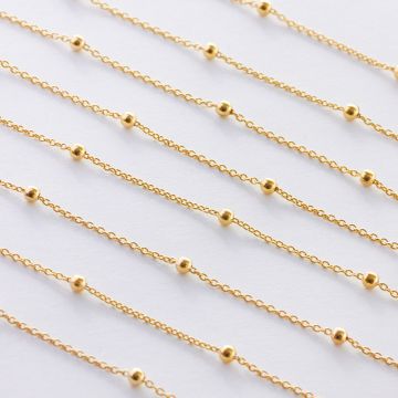 Srebrny łańcuch forza z kuleczkami 2 mm pozłacany 0,9mm