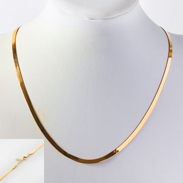 Srebrny łańcuszek płaska żmijka pozłacana AG925 45cm