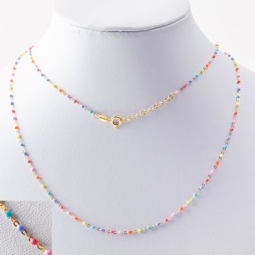 Łańcuszek forza z emalią multikolor AG925 pozłacany 45cm