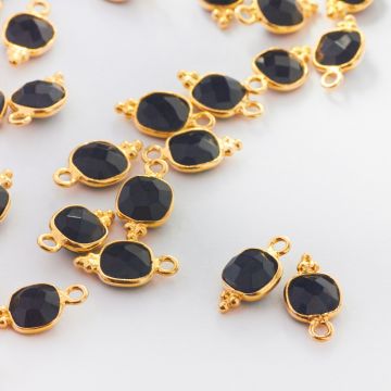 Srebrna zawieszka onyks w okuciu pozłacany AG925 6mm