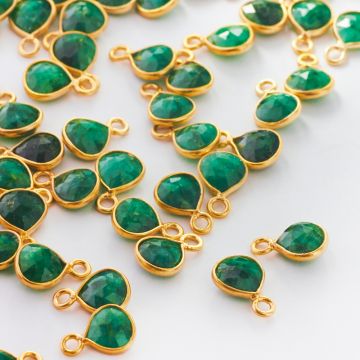 srebrna zawieszka nefryt fasetowany w okuciu AG925 10mm