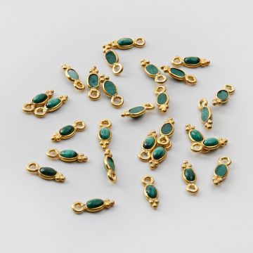 Srebrna zawieszka malachit w srebrnym okuciu AG925 pozłacana 4,5mm