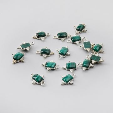 Srebrna zawieszka malachit w srebrnym okuciu AG925 7x5mm