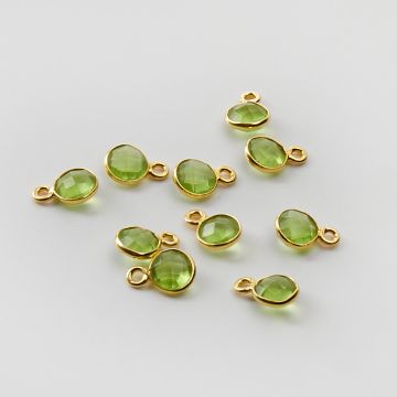 Srebrna zawieszka peridot w srebrnym okuciu AG925 pozłacana 6mm