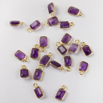 Zawieszka ametyst fasetowany w okuciu pozłacanym AG925 6,5x5mm