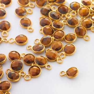 Tygrysie oko krążek fasetowany w okuciu zawieszka AG925 5,5mm