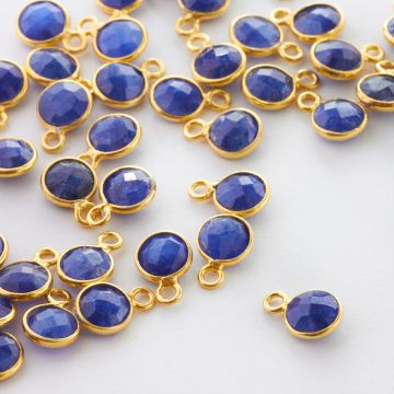 Szafir krążek fasetowany w okuciu zawieszka AG925 6mm