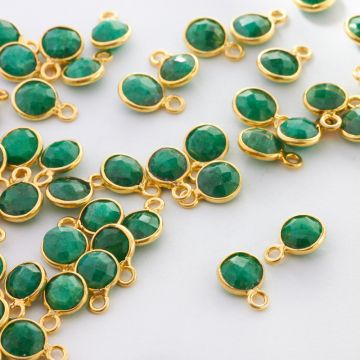 Nefryt krążek fasetowany w okuciu zawieszka AG925 6mm