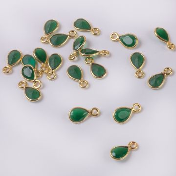 Zielony onyks zawieszka łezka w okuciu AG925 6mm