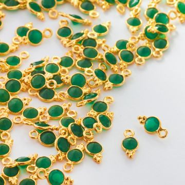 Zielony onyks zawieszka w okuciu pozłacana AG925 4mm