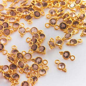 Kwarc dymny w okuciu zawieszka pozłacana AG925 10mm