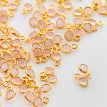 Chalcedon brzoskwiniowy w okuciu zawieszka pozłacana AG925 4mm