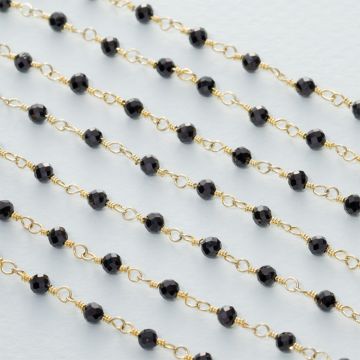 Łańcuch srebrny AG925 pozłacany ze spinelem fasetowanym 3mm