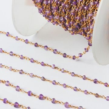 Srebrny łańcuch z ametystem 4mm AG925