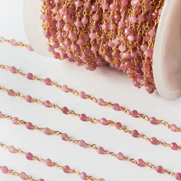 Srebrny łańcuch z chalcedonem fioletowym  AG925 3mm