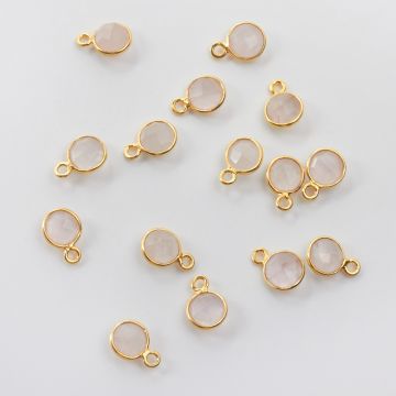 Kryształ górski krążek fasetowany w srebrnym okuciu AG925 pozłacany 7,5mm