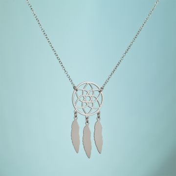 Srebrny rodowany naszyjnik łapacz snów,  AG925 44cm