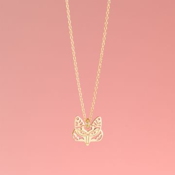 Srebrny, pozłacany naszyjnik lisek ażurowy,  AG925 46cm