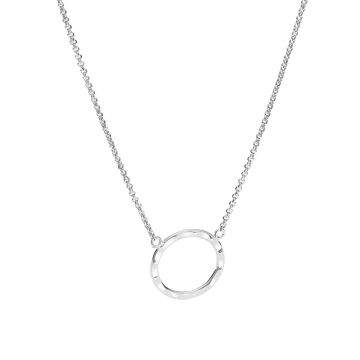 Naszyjnik z kółkiem młotkowanym rodowanym AG925
