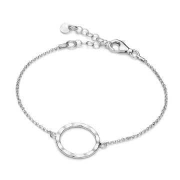 Bransoletka rodowana z kółkiem młotkowanym AG925