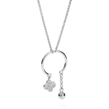 Naszyjnik rodowany z kwiatkiem z cyrkoniami AG925