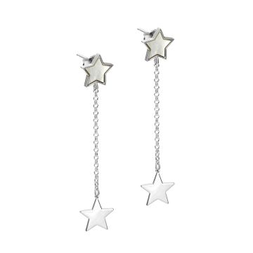 Kolczyki rodowane gwiazdki emaliowane AG925