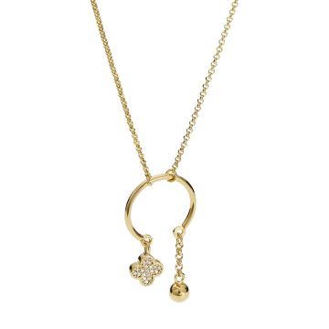 Naszyjnik złocony z kwiatkiem z cyrkoniami AG925