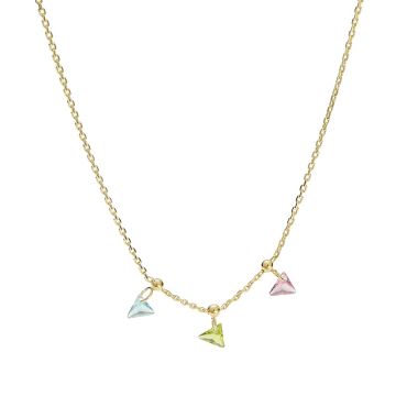 Naszyjnik złocony z trójkącikami kolorowymi AG925