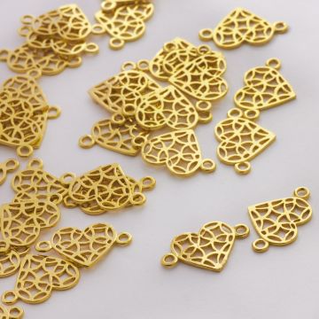 Srebrny łącznik serce ozdobne AG925 pozłacany 18mm