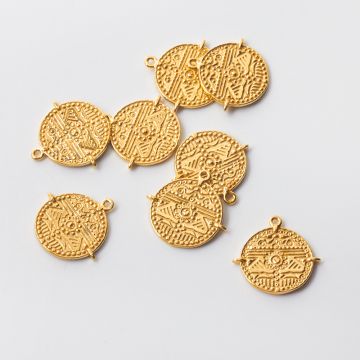 Srebrna zawieszka moneta Inków AG925 pozłacana 19mm