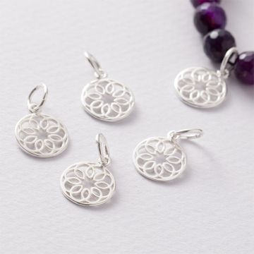 Srebrna zawieszka ozdobna kółko z zawijasami AG925 12,5mm